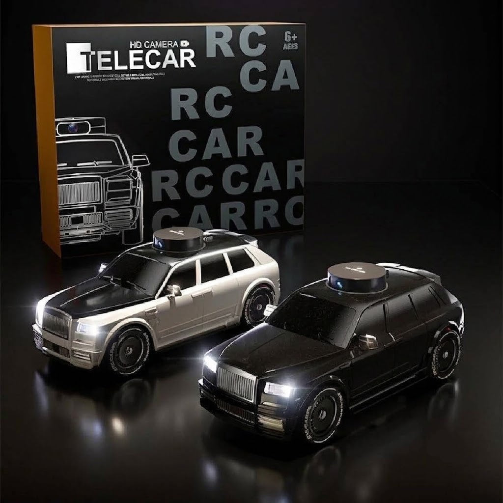 TELECAR 1/18 SCALE WITH HD CAMERA RC CAR BLACK/WHITE