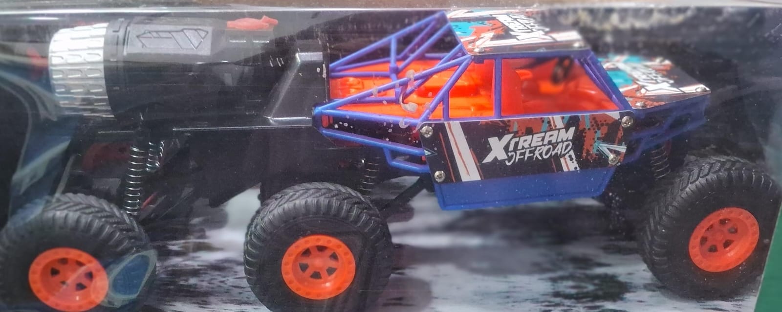 MIRANA  MEGA RANGER APP AND REMOTE CONTROL CAR - DUAL MOTOR, LED HEADLIGHTS, SMOKE EXHAUST, 6 DRIVE WHEEL, 2000 MAH LI-ION RECHARGEABLE BATTERY, C TYPE USB CHARGING (BLUE & ORANGE)