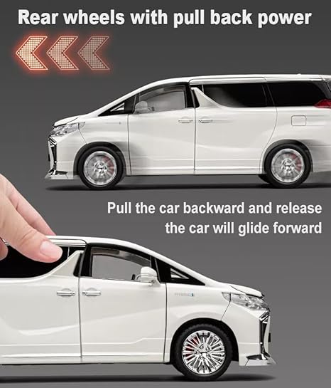 LEXUS LM300H 1:18 SCALE DIECAST CAR MODEL CZ1806 PULL BACK ALLOY WITH OPENABLE DOORS, SOUND & LIGHT
