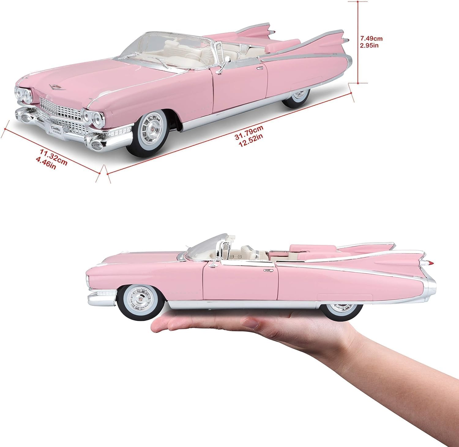 Maisto 1959 Cadillac Eldorado Biarritz Convertible, Pink Premiere 36813 1/18 Scale Die Cast Model Toy Car