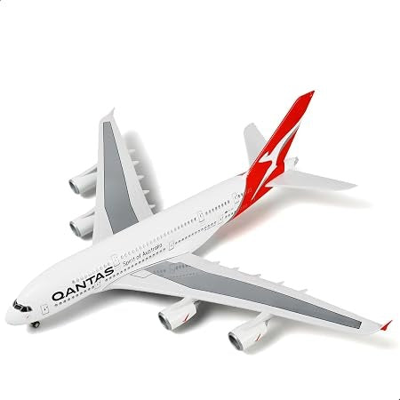 AIRPLANE DIECAST QANTAS VH-0QF AIRBUS A380 WITH LED LIGHT DISPLAY 47CM
