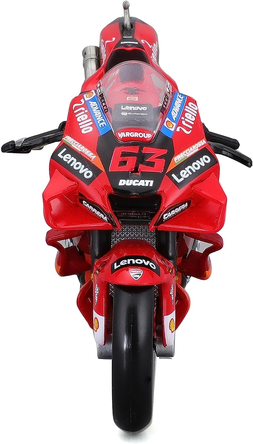 MAISTO - 1/6 SCALE MODEL DUCATI DESMOSEDICI REPLICA LENOVO TEAM # 63 COMPATIBLE WITH FRANCESCO BAGNAIA MOTO GP 2022 (RED) 32229