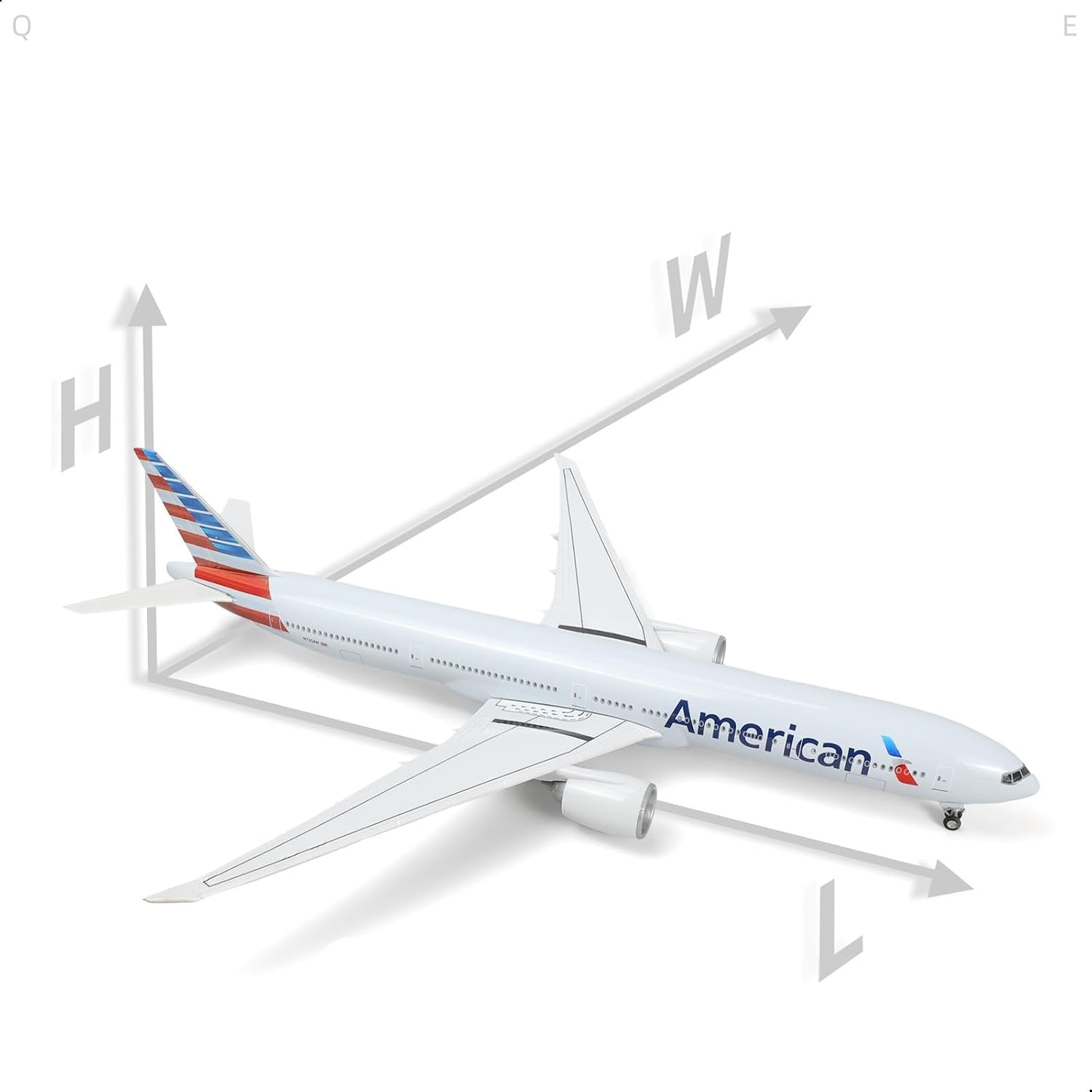 AIRPLANE DIECAST AMERICAN AIRLINES N725AN BOEING 777-300ER WITH LED LIGHT DISPLAY 47CM