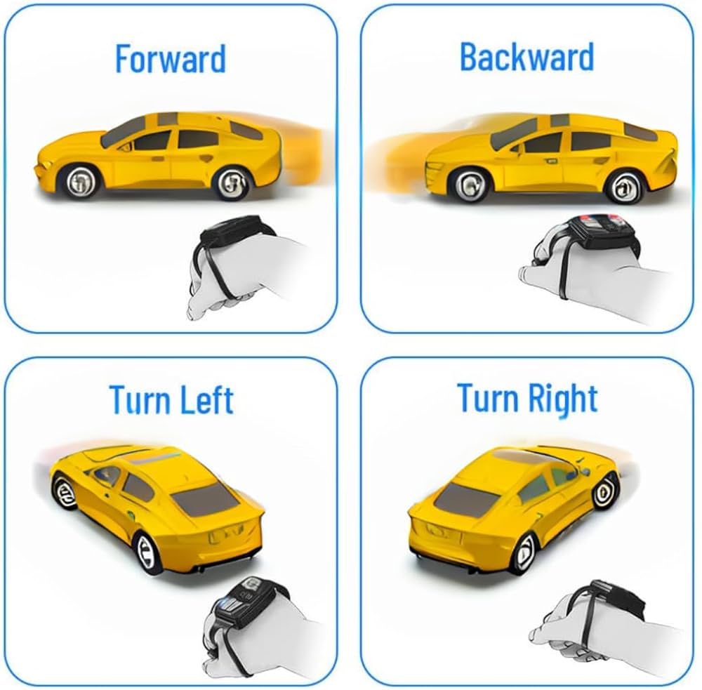 MIRANA WATCH CONTROL TRACER RC CAR HAND & APP CONTROL WITH BLUETOOTH SPEAKER C-TYPE CHARGING HIGH SPEED RACING ( YELLOW )