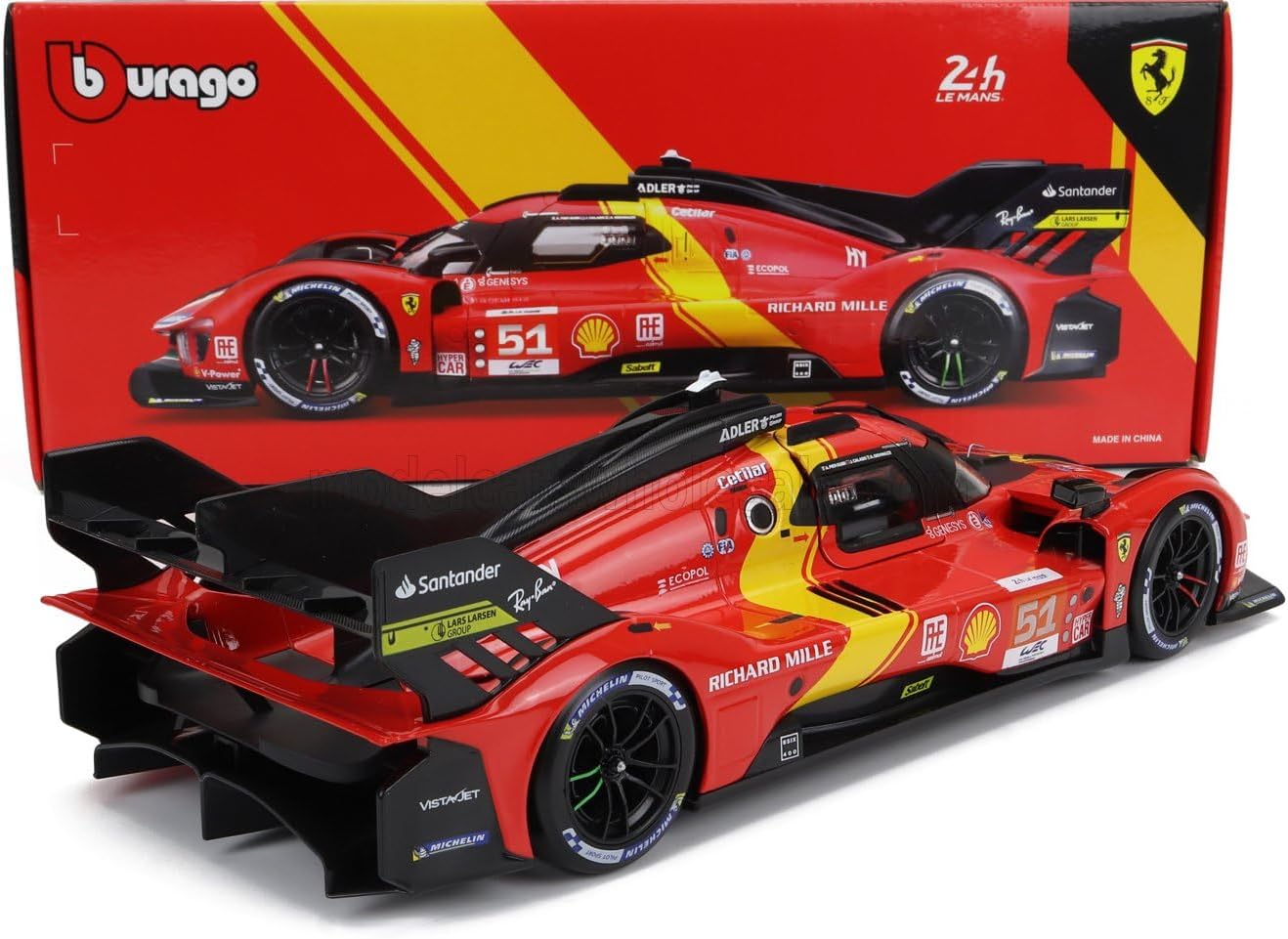 BBURAGO 2023 FERRARI 499P 3.0L TURBO V6 - WINNER LE MANS 1:18 SCALE #18-16301