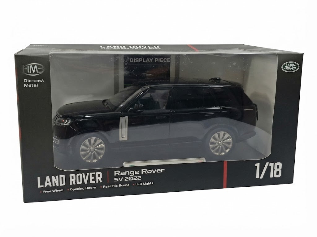LAND ROVER Q1005A RANGE ROVER SV 2022 1:18 OPENING DOORS AND LED LIGHT WITH SOUND FUNCTION DIE-CAST MODEL BLACK