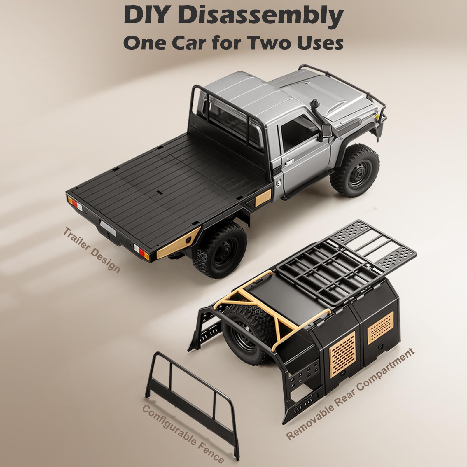 MN MODEL 1/12 TOYOTA LAND CRUISER MN82S 4WD RC CRAWLER RTR (GREY)