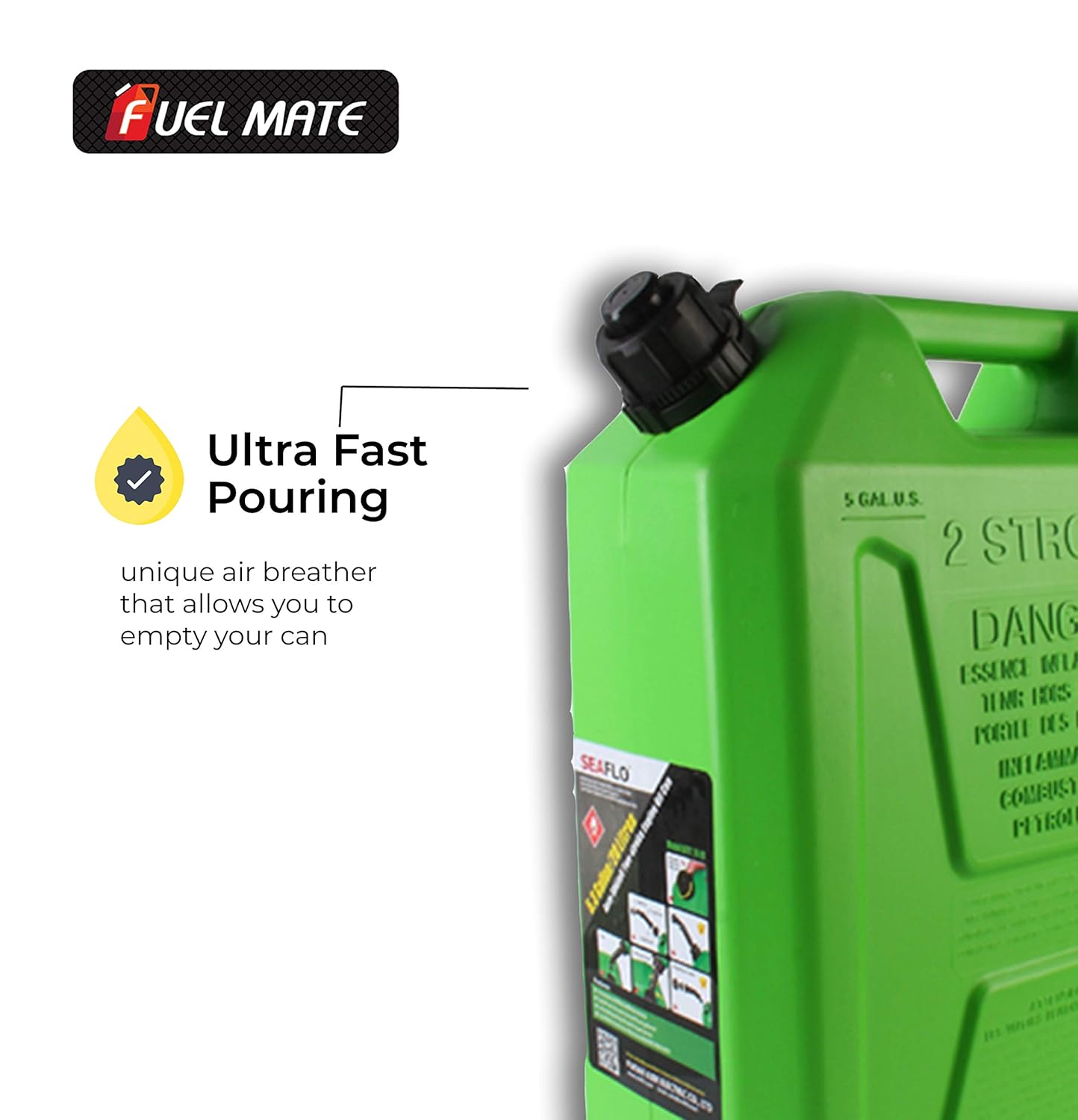 JTI FUELMATE 20 L GREEN PLASTIC JERRY CAN WITH INTEGRATED SPOUT