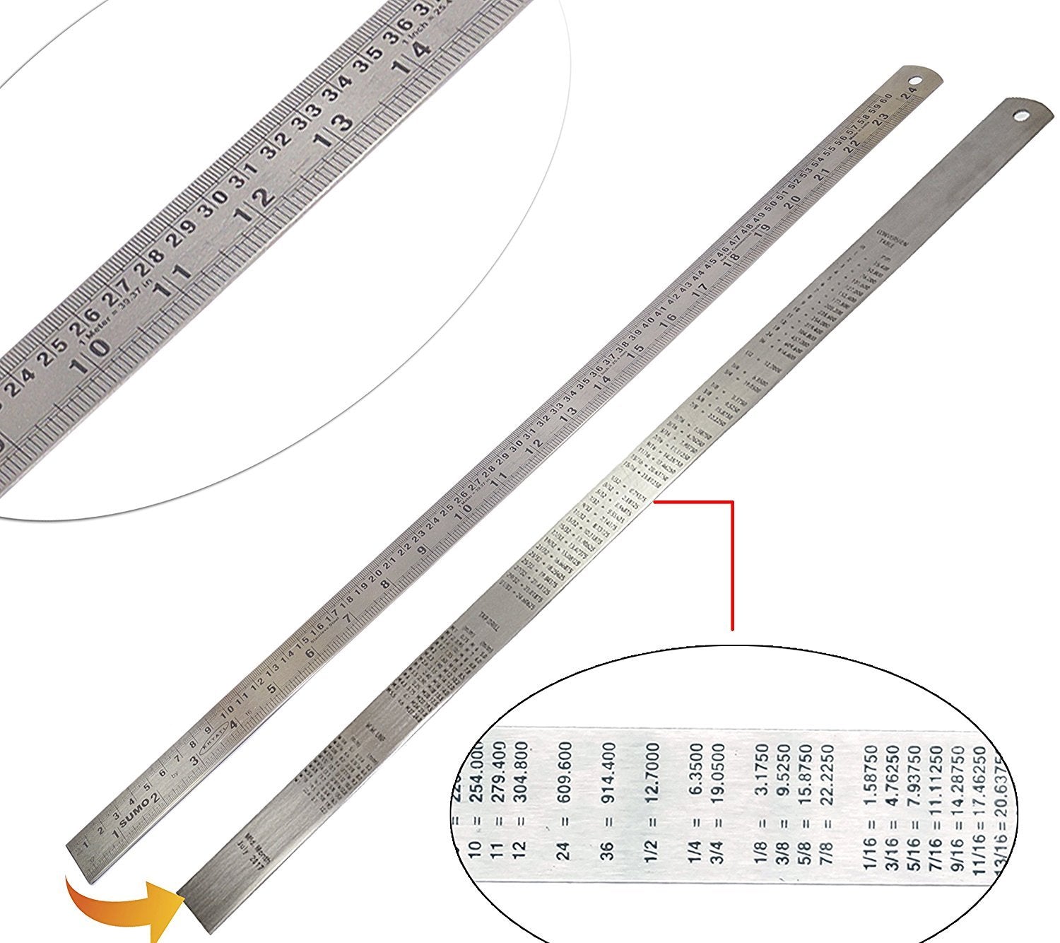 24 Inch Scale Ruler Tia Crafts 24 Inch, 60 Cm Stainless Steel Ruler Scale Long Double ...