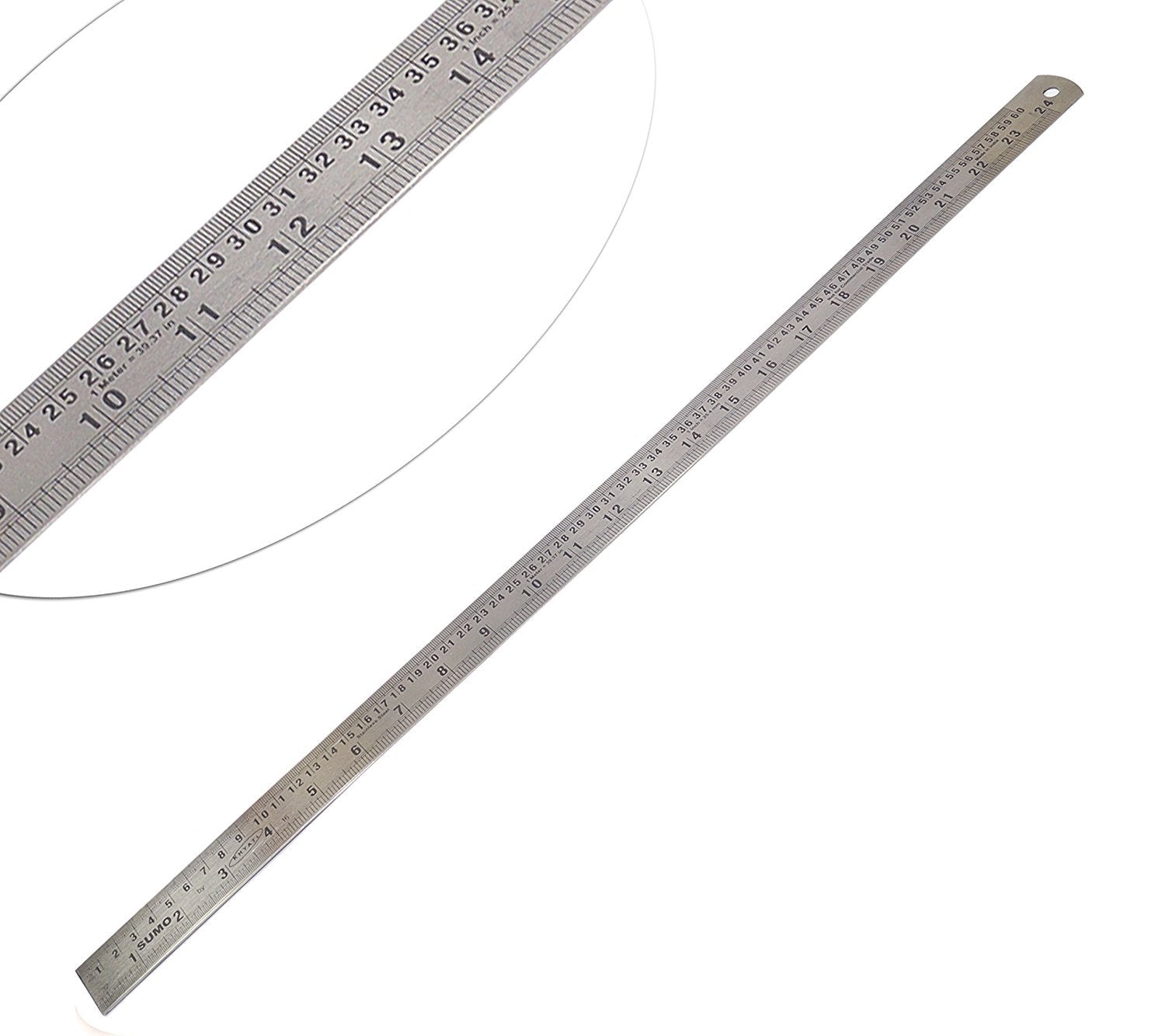 Tia Crafts 24 Inch, 60 Cm Stainless Steel Ruler Scale Long Double