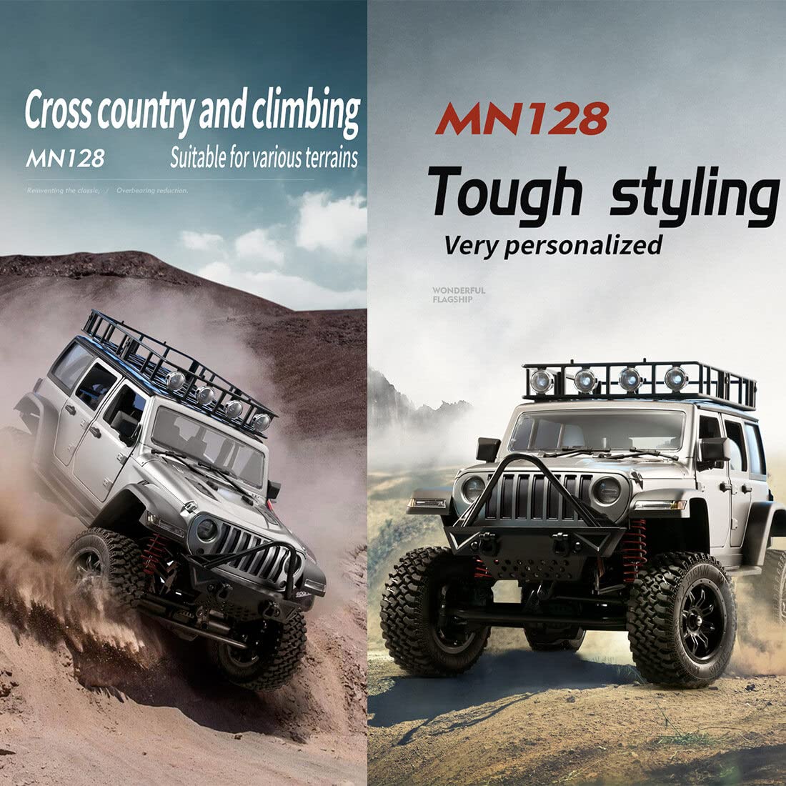 MN MODEL RC CRAWLER MN128 RTR 1/12 2.4G 4WD RC WITH LED LIGHT (BLACK)