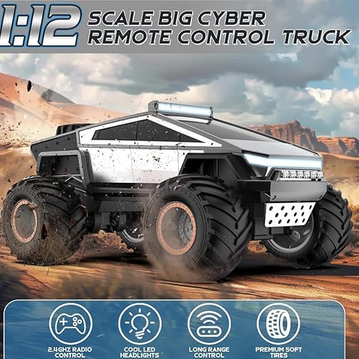 MONSTER 1/14 PICK UP  Q202 CYBERPUNK PICKUP OFF-ROAD MONSTER TRUCK BIG WHEEL ALL-TERRAIN CAPABILITY SHOCK ABSORBER SYSTEM WITH LIGHTS MUSIC