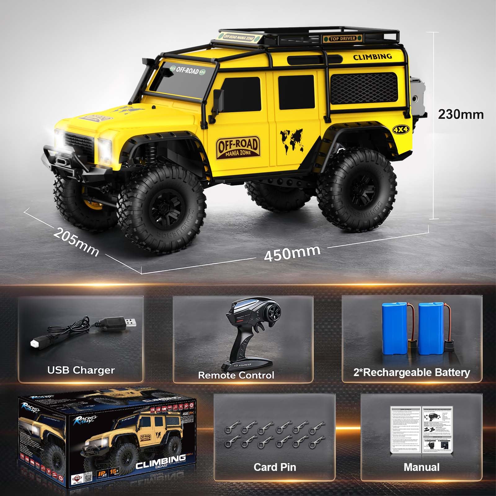 MN MODEL RC ROCK CRAWLER MN999 1/10 2.4G 4WD RC CAR (YELLOW)