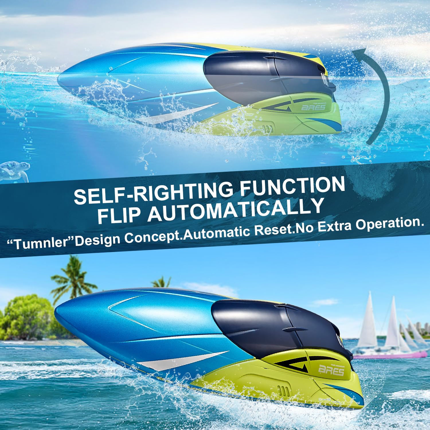 4DRC S4 ARES 2.4G RC RACING BOAT YELLOW & BLUE