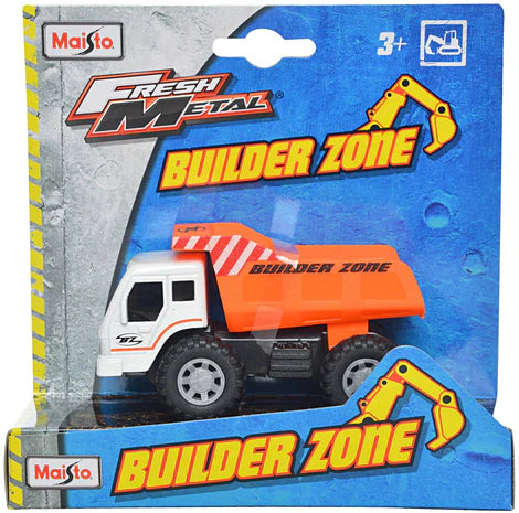 MAISTO BUILDER ZONE DUMP TRUCK-YELLOW DIE CAST MODEL