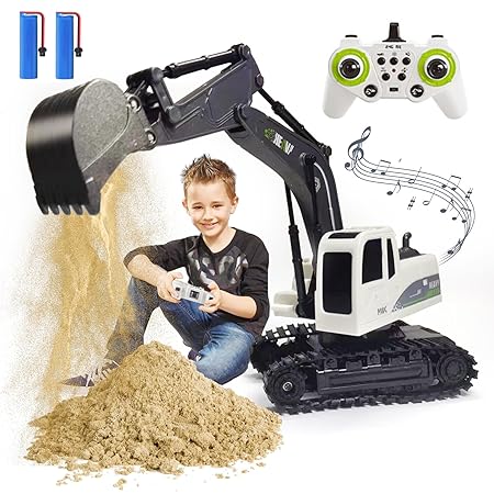 REMOTE CONTROL JCB- 11 CHANNEL METAL SHOVEL RC EXCAVATOR WITH MUSIC, 1:24 RC CONSTRUCTION VEHICLES WITH 2 BATTERIES