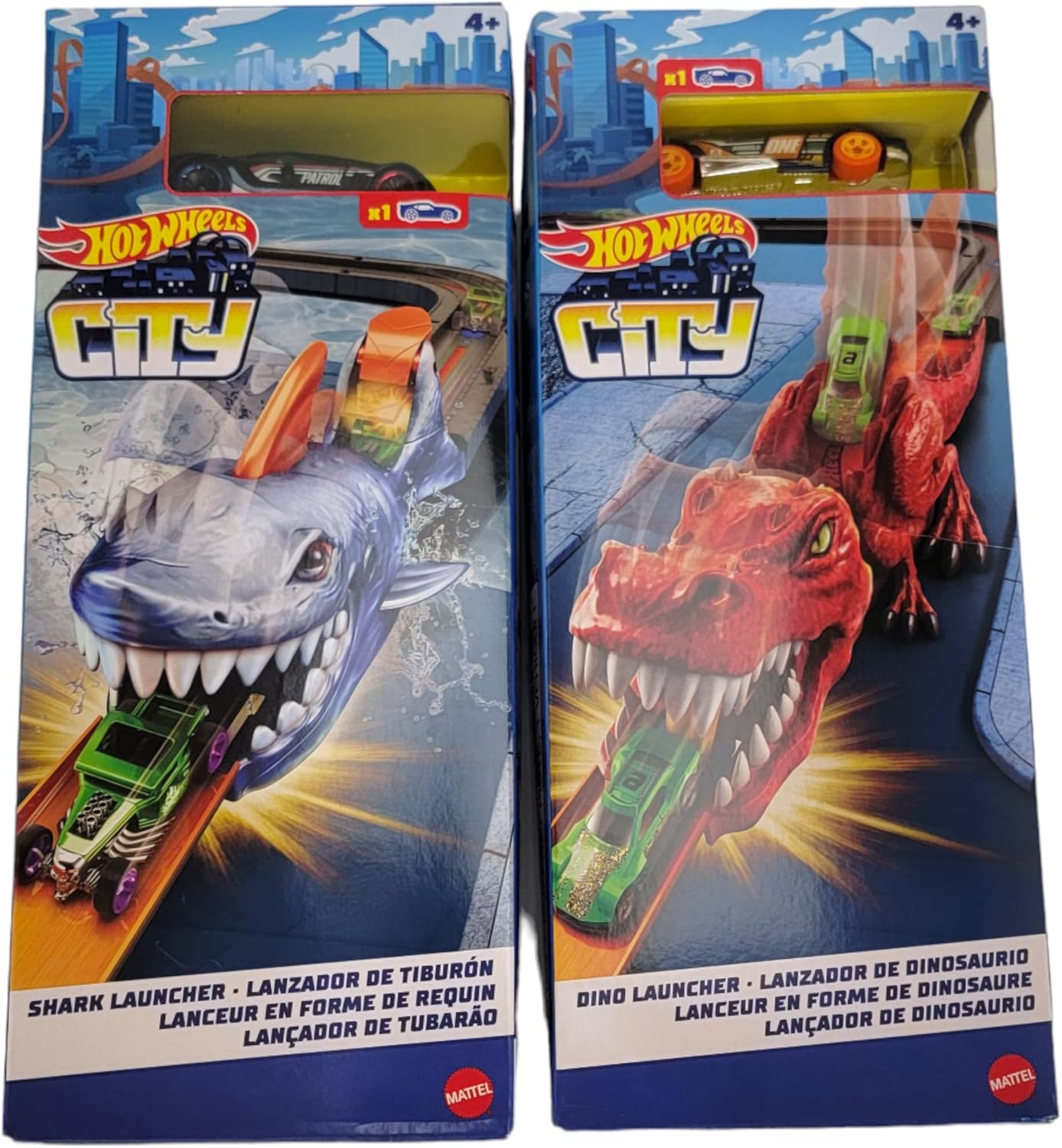 HOT WHEELS CITY TRACK NEMESIS LAUNCHER PLAYSETS WITH SHARK LAUNCHER AND DINO LAUNCHER (PRODUCT NO:GVF42)