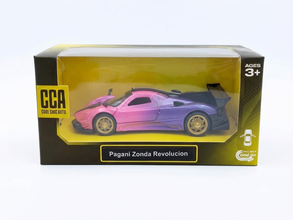 CCA 1:36 PAGANI ZONDA REVOLUCION DIECAST MODEL 12007 CAR PINK/PURPLE