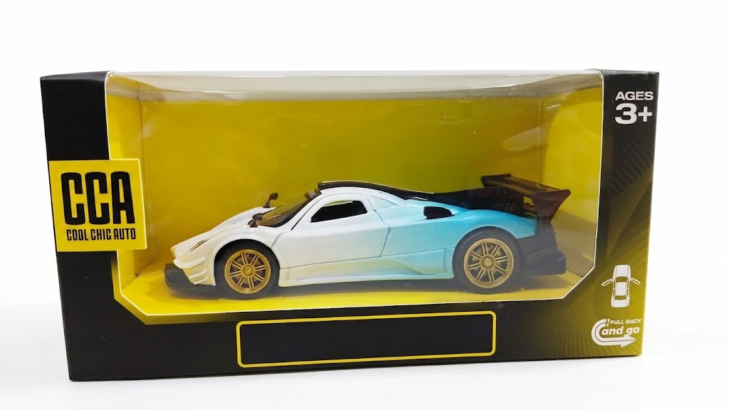 CCA 1:36 PAGANI ZONDA REVOLUCION DIECAST MODEL 12007 WHITE/BLUE