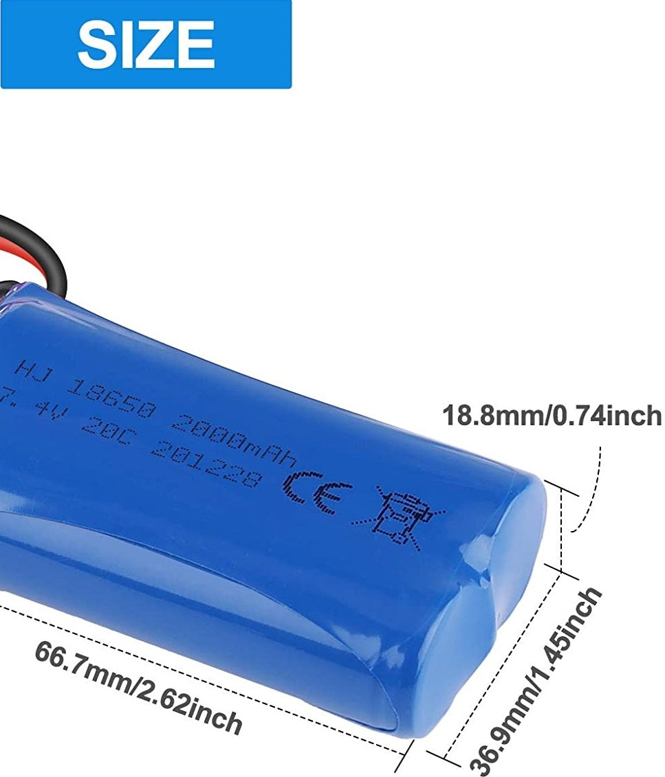 7.4V 2000MAH-18650 Lithium ion Rechargeable Battery Pack