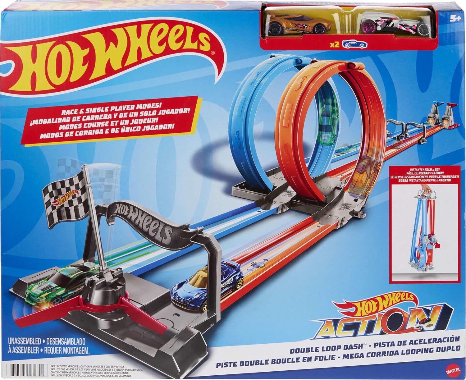 HOT WHEELS DOUBLE LOOP DASH TRACK SET
