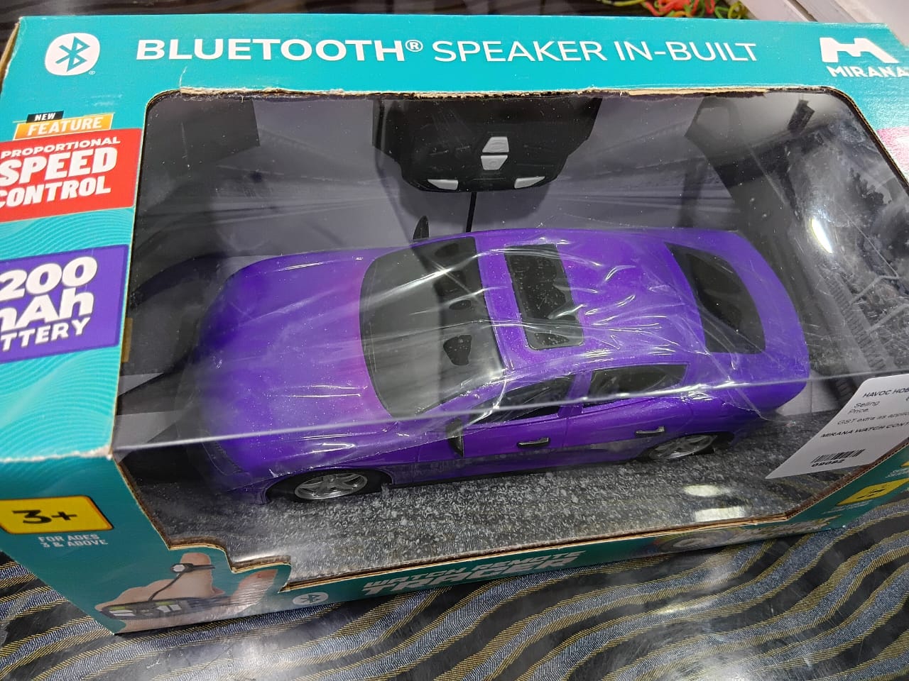 MIRANA WATCH CONTROL TRACER RC CAR HAND & APP CONTROL WITH BLUETOOTH SPEAKER C-TYPE CHARGING HIGH SPEED RACING ( BLUE/PURPLE )