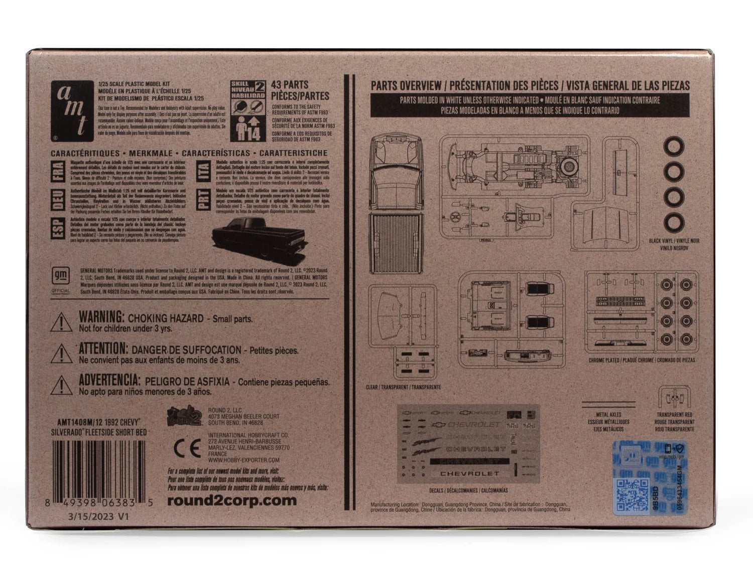 AMT 1992 CHEVROLET SILVERADO SHORTBED FLEETSIDE PICKUP 1/25&nbsp;SCALE&nbsp;MODEL&nbsp;KIT AMT1408M/12