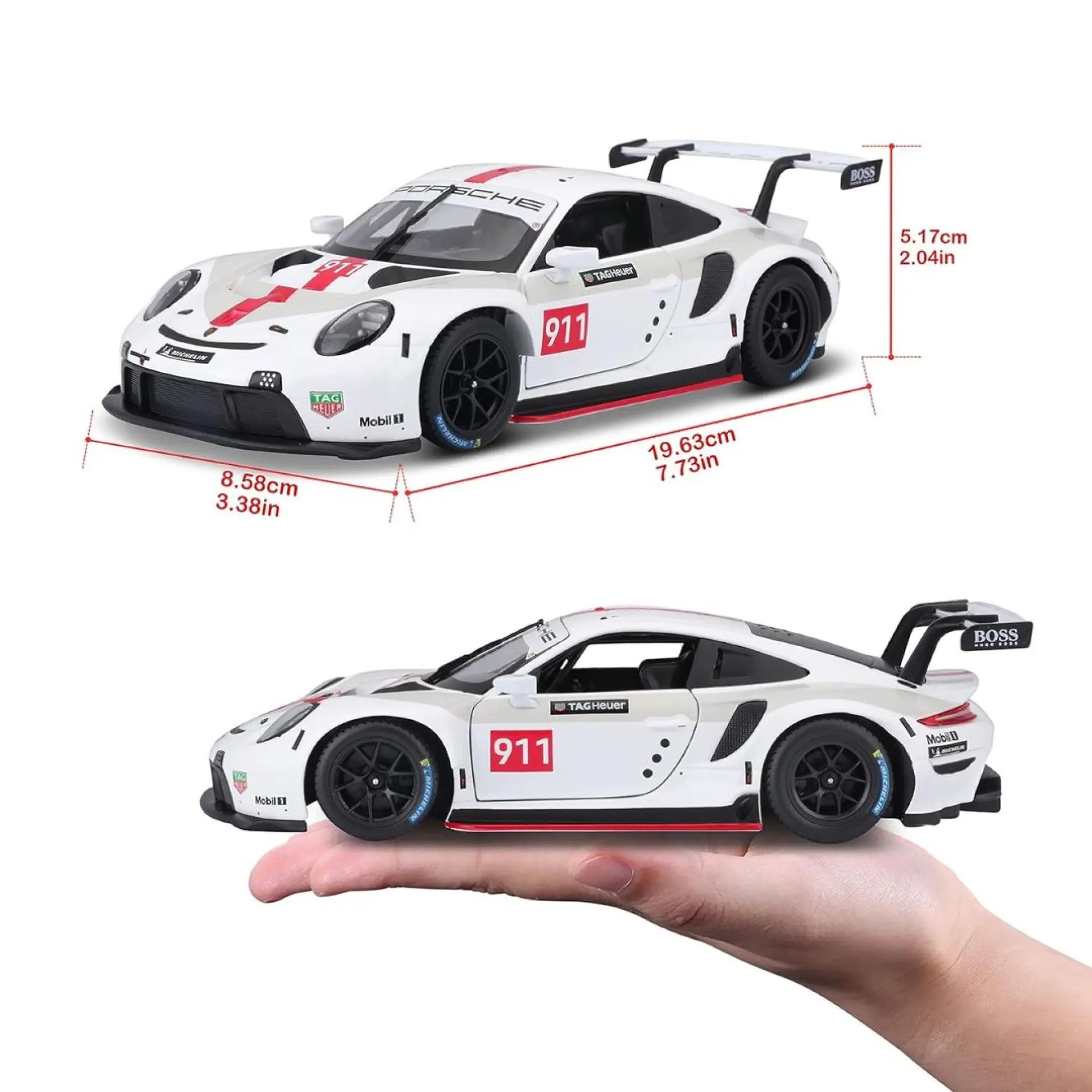 BBURAGO 1:24 911 RACING PORSCHE RSR GT DIECAST CAR 18-98013