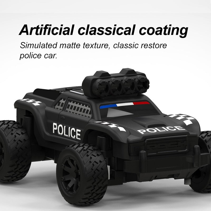 RC Mini Car C82 RTR 1/76 2.4G Police Off-Road Truck Full Proportional Vehicle with Remote Controller
