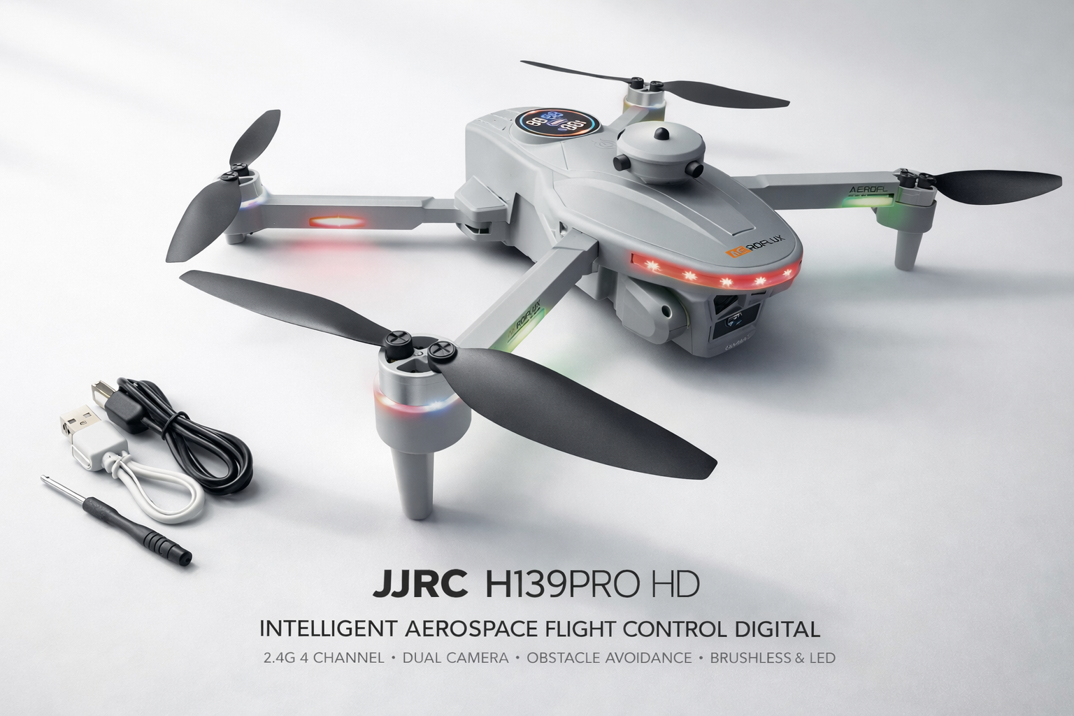 JJRC H139PRO HD INTELLIGENT AEROSPACE FLIGHT CONTROL DIGITAL 2.4G 4 CHANNEL DUAL CAMERA OBSTACLE AVOIDANCE BRUSHLESS AND LED LIGHT FOUR-AXIS RC DRONE