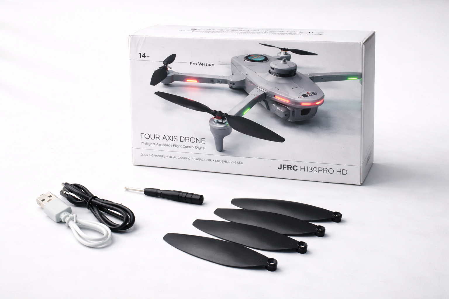 JJRC H139PRO HD INTELLIGENT AEROSPACE FLIGHT CONTROL DIGITAL 2.4G 4 CHANNEL DUAL CAMERA OBSTACLE AVOIDANCE BRUSHLESS AND LED LIGHT FOUR-AXIS RC DRONE