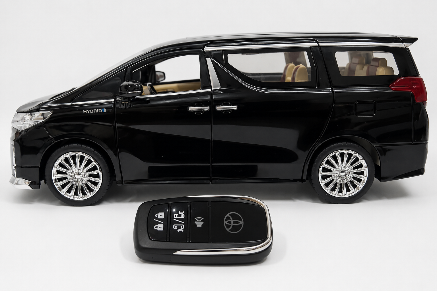 CHE ZHI DIE-CAST 1:24 TOYOTA ALPHARD SIMULATION SOUND AND LIGHT PULL BACK SERIES BLACK COLOR