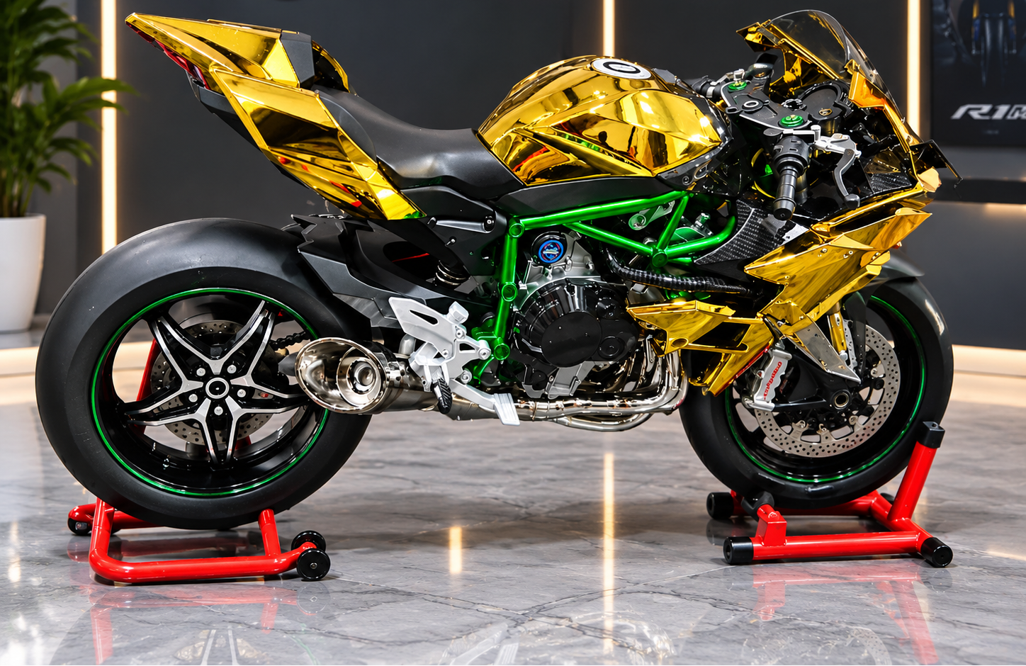 DIE CAST XLG K3 KAWASAKI MOTORCYCLE 1/6 M92325-6 GOLD COLOR