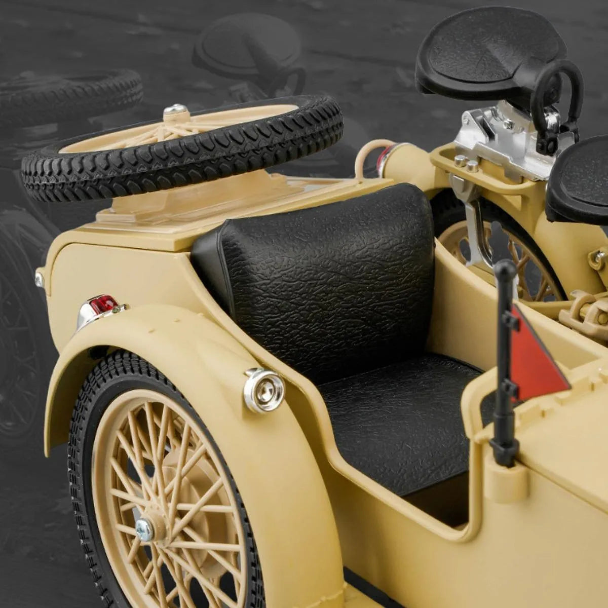 DIE-CAST METAL MILITARY MB825 1/10 SCALE MILITARY DESERY SIDECAR MOTORCYCLE