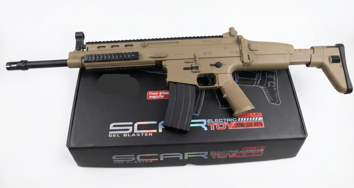 SCAR WH52-3 1:1 REENGRAVING MOLD POWER DRIVEN MAGANIZE GEL BLASTER GUN TOY