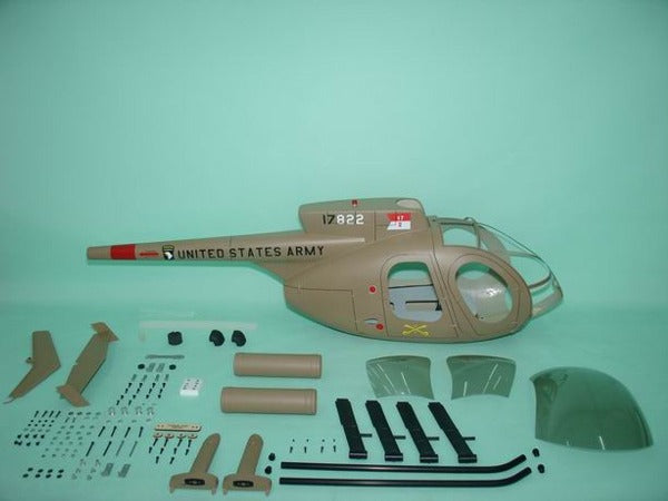 FUNKEY SCALE FUSELAGE NH-500E .50 (600) SIZE ARMY DESERT COLOR WITH LANDING SKID