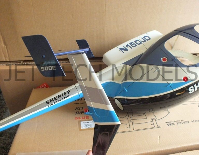 FUNKEY SCALE FUSELAGE HUGHES MD500E .50 (600) SIZE BLUE COLOR WITH LANDING SKID ARF QUALITY PRE OWNED