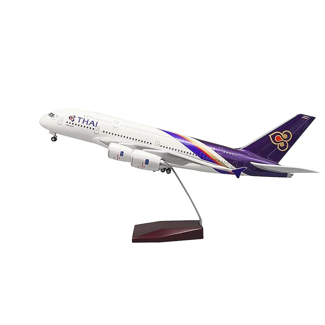 AIRPLANE DIECAST THAI HS-TUA AIRBUS A380-800 WITH LED LIGHT DISPLAY 47CM