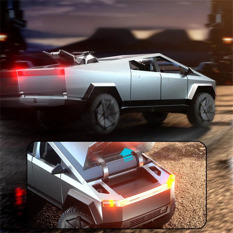 CYBER PICKUP 4WD TRUCK C8817 1/18 TESLA ALLOY RC CAR INCLUDES MOTORCYCLE ADD-ONS