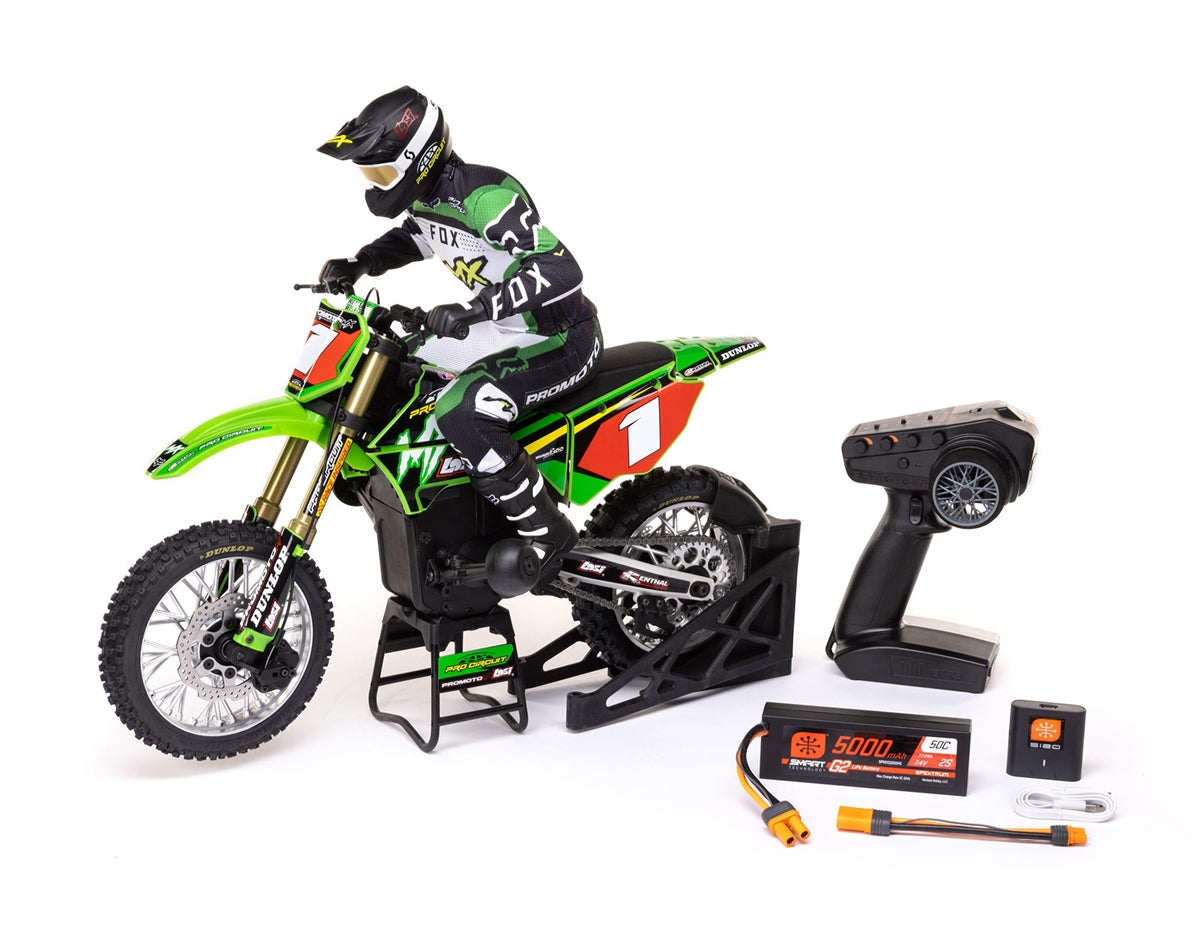 LOSI 1/4 PROMOTO-MX MOTORCYCLE RTR WITH BATTERY AND CHARGER, PRO CIRCUIT LOS06002
