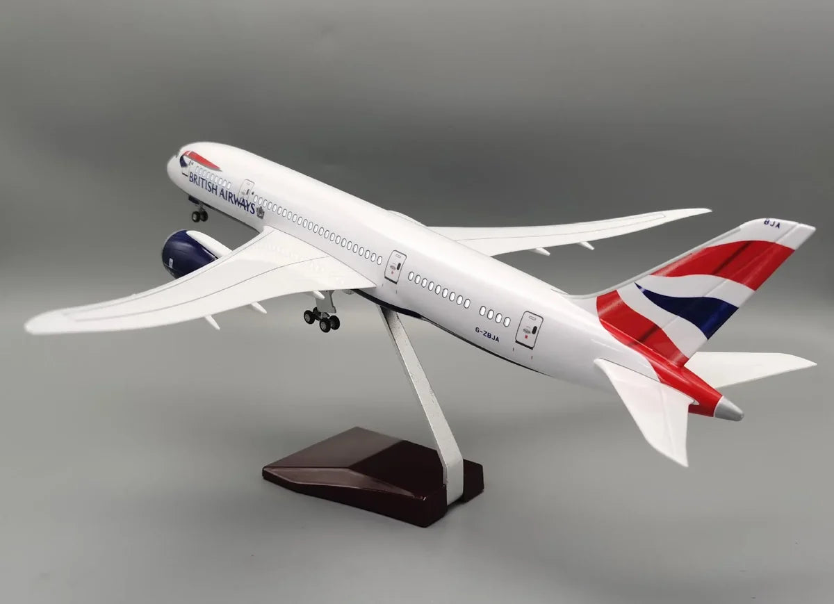 AIRPLANE DIECAST BRITISH AIRWAYS G-ZBJA BOEING 787-8 WITH LED LIGHT DISPLAY 47CM
