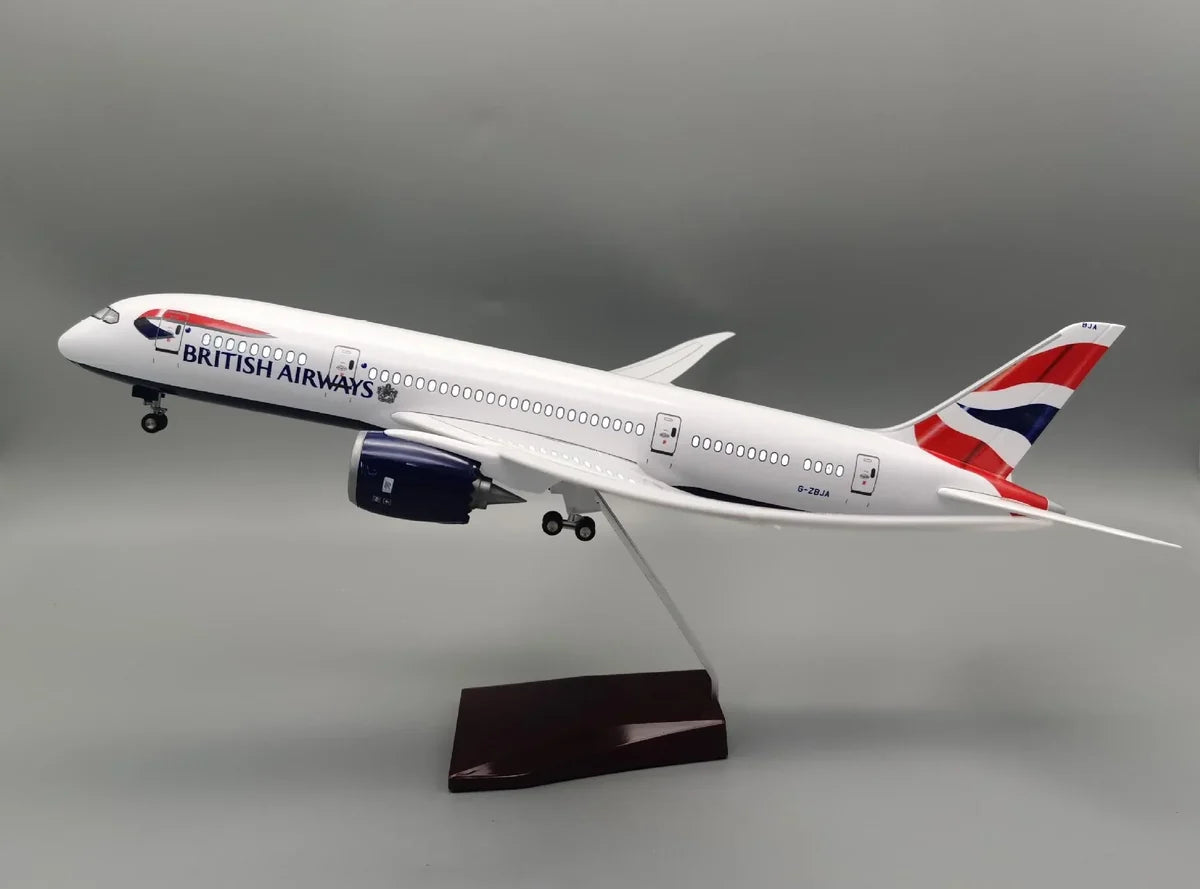 AIRPLANE DIECAST BRITISH AIRWAYS G-ZBJA BOEING 787-8 WITH LED LIGHT DISPLAY 47CM