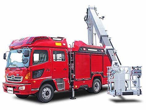 TAKARA TOMY MORITA MULTI-PURPOSE FIRE FIGHTING VEHICLE WITH 13M AERIAL PLATFORM MVF 1/90 SCALE NO:119