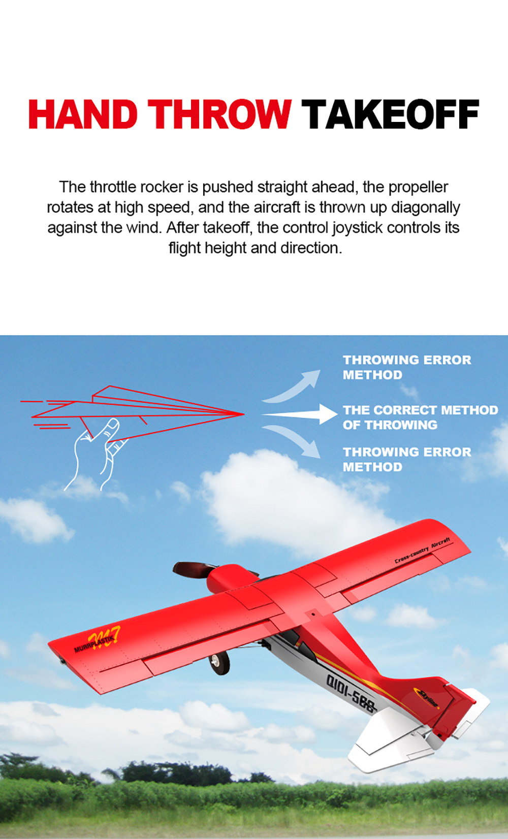 CROSS-COUNTRY AIRCRAFT QIDI-560 M7 51.2CM WING SPAN 37CM FUSELAGE (BLUE)