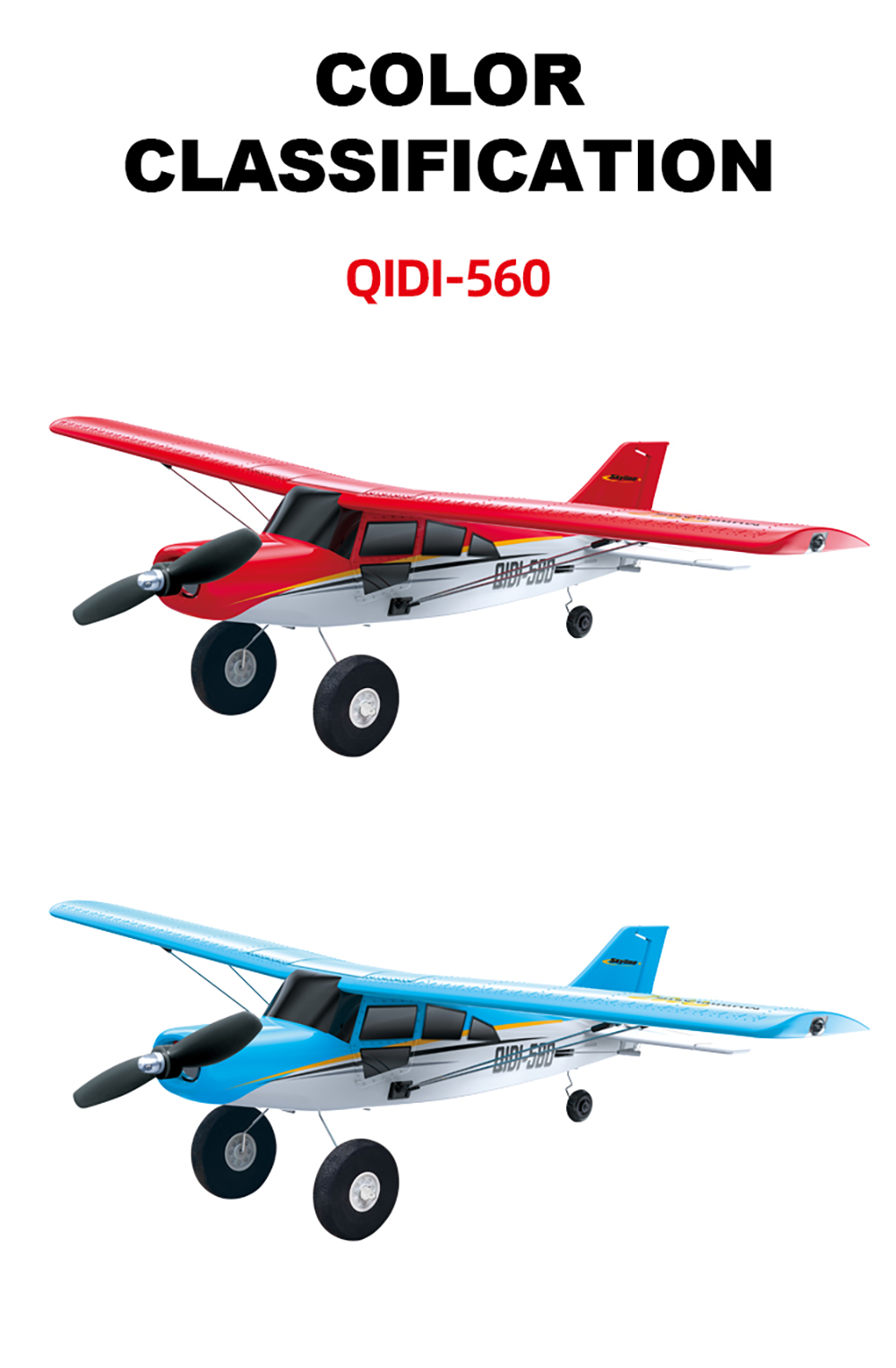 CROSS-COUNTRY AIRCRAFT QIDI-560 M7 51.2CM WING SPAN 37CM FUSELAGE (BLUE)