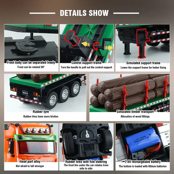 HUINA 1:18 1313 R/C CONTAINER TIMBER TRANSPORT WAGON 9 FUNCTIONS