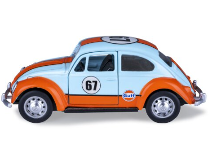 CCA GULF 1:28 VOLKSWAGEN CLASSICAL BEETLE 1967 DIECAST MODEL  88387F CAR SKY BLUE/ORANGE