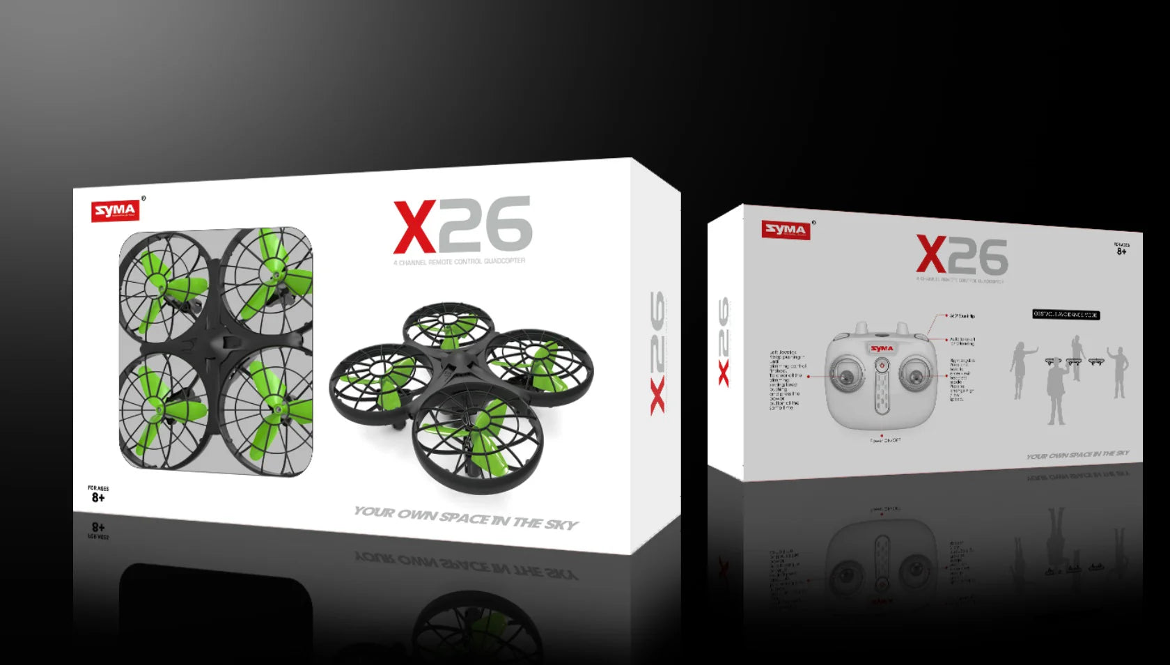 SYMA RC DRONE X26 6 AXIS GYROSCOPE 2.4 GHZ OBSTACLE AVOIDANCE MODE