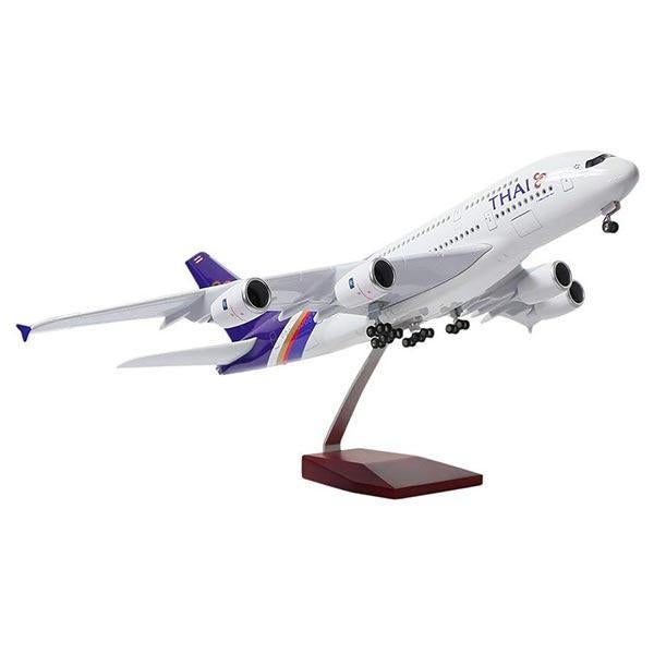 AIRPLANE DIECAST THAI HS-TUA AIRBUS A380-800 WITH LED LIGHT DISPLAY 47CM