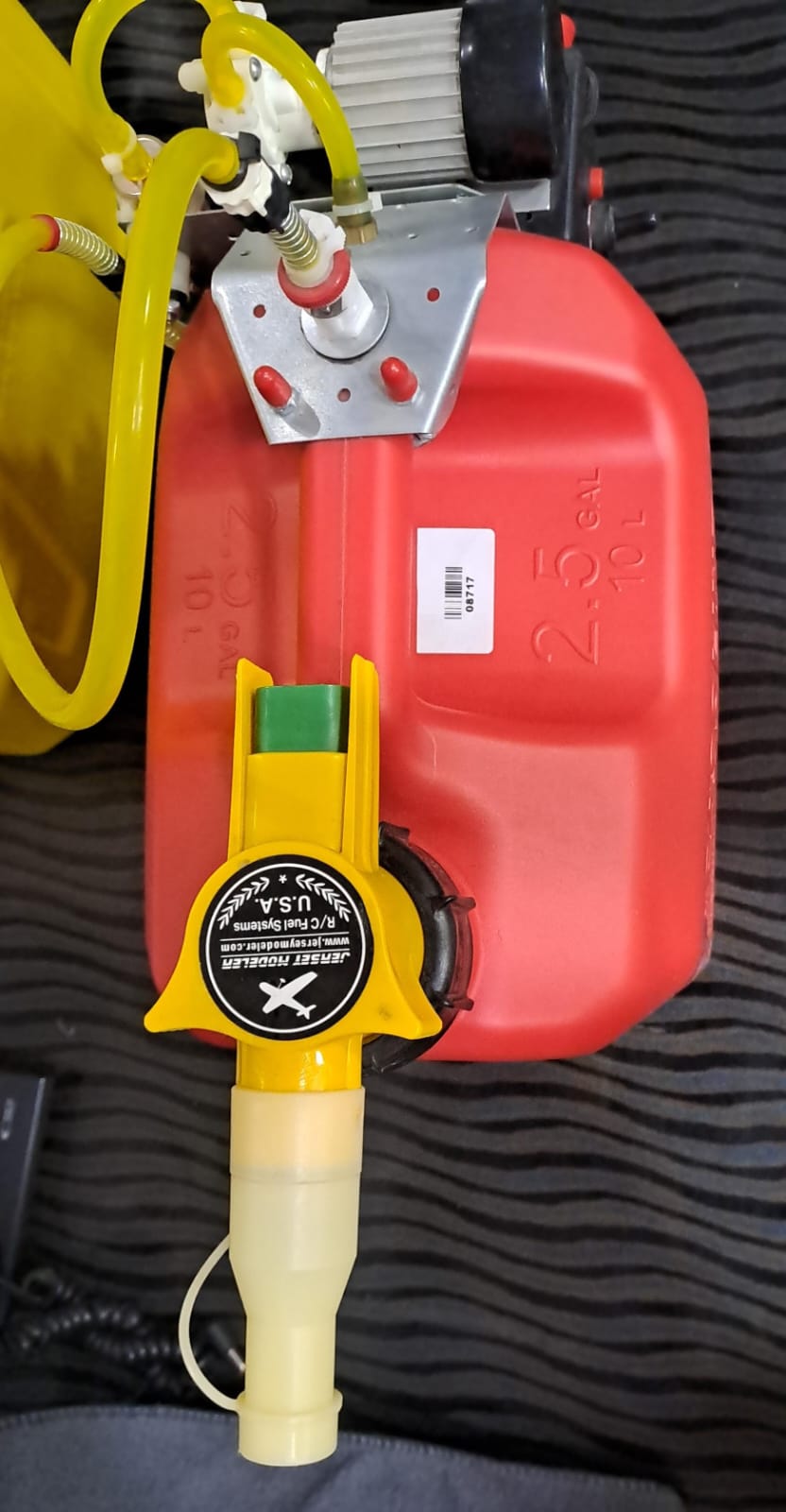 JERSEYMODELER 2.5RHP & 2.5DLE (2.5 GALLON) CAN WITH HIGH FLOW DLE PUMP FOR GAS, SMOKE, KERO OR DIESEL